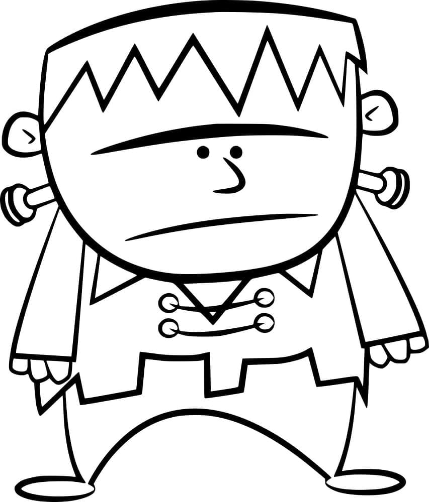 Little halloween frankenstein coloring page