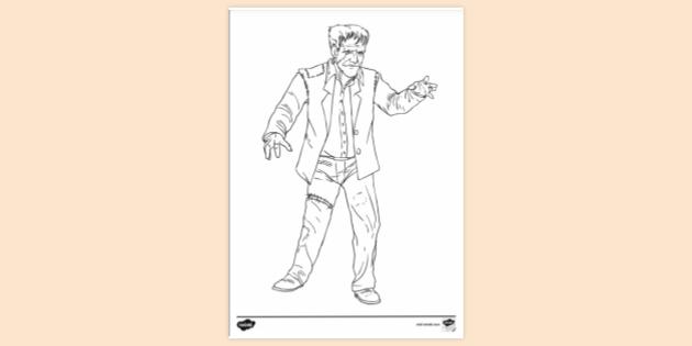 Free printable frankenstein colouring page teacher made