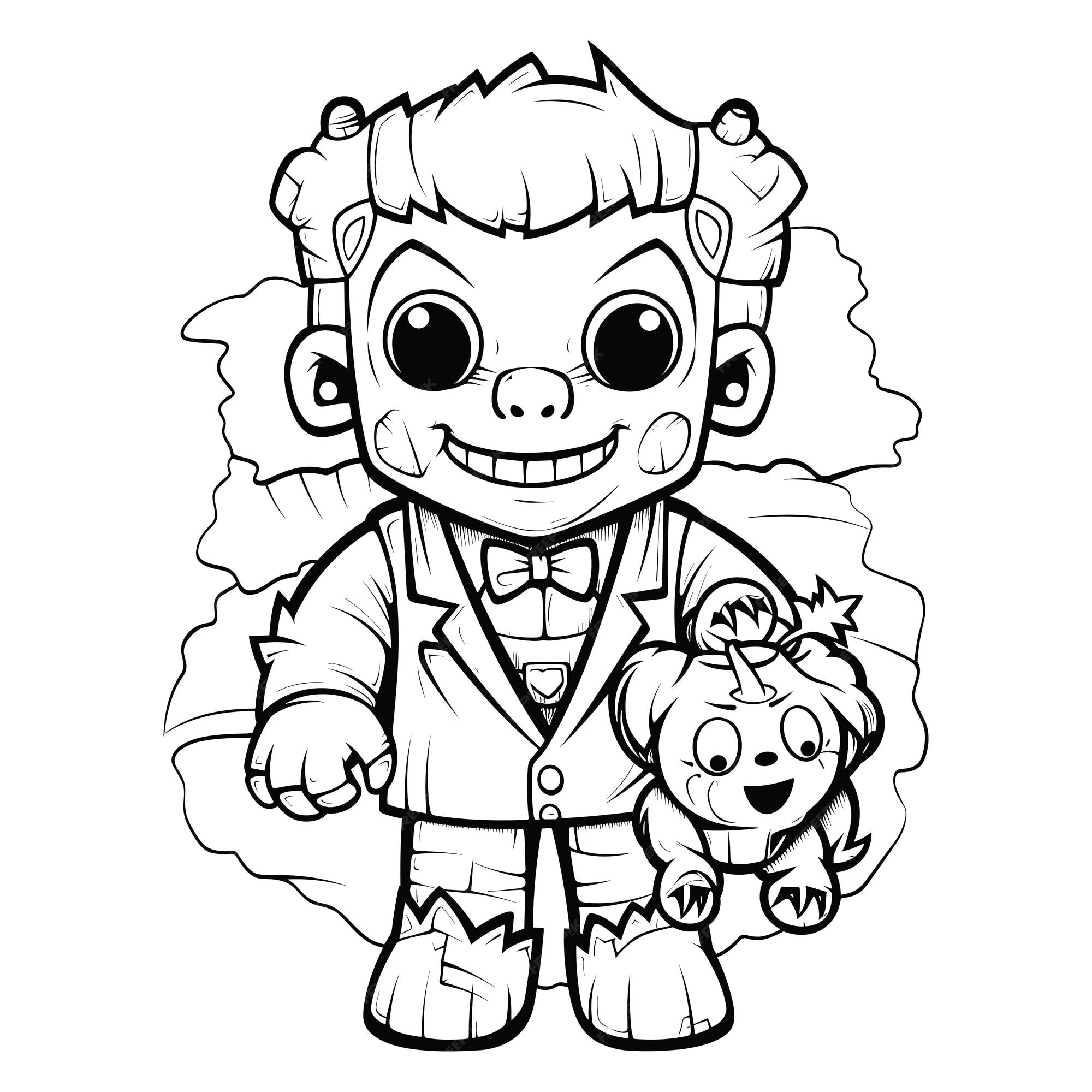 Premium vector frankensteins monster coloring book for kids