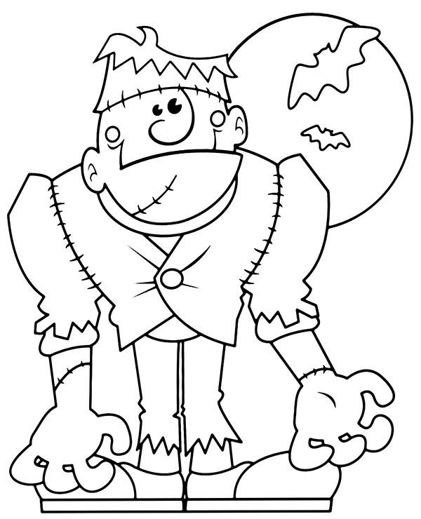 Funny frankenstein coloring page halloween