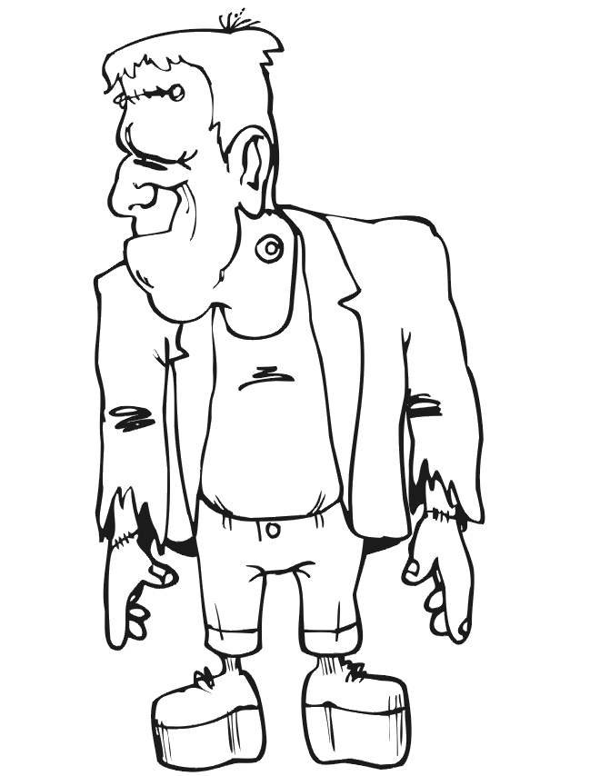 Frankenstein coloring page smiling