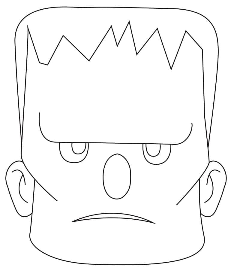 Simple frankenstein head coloring page