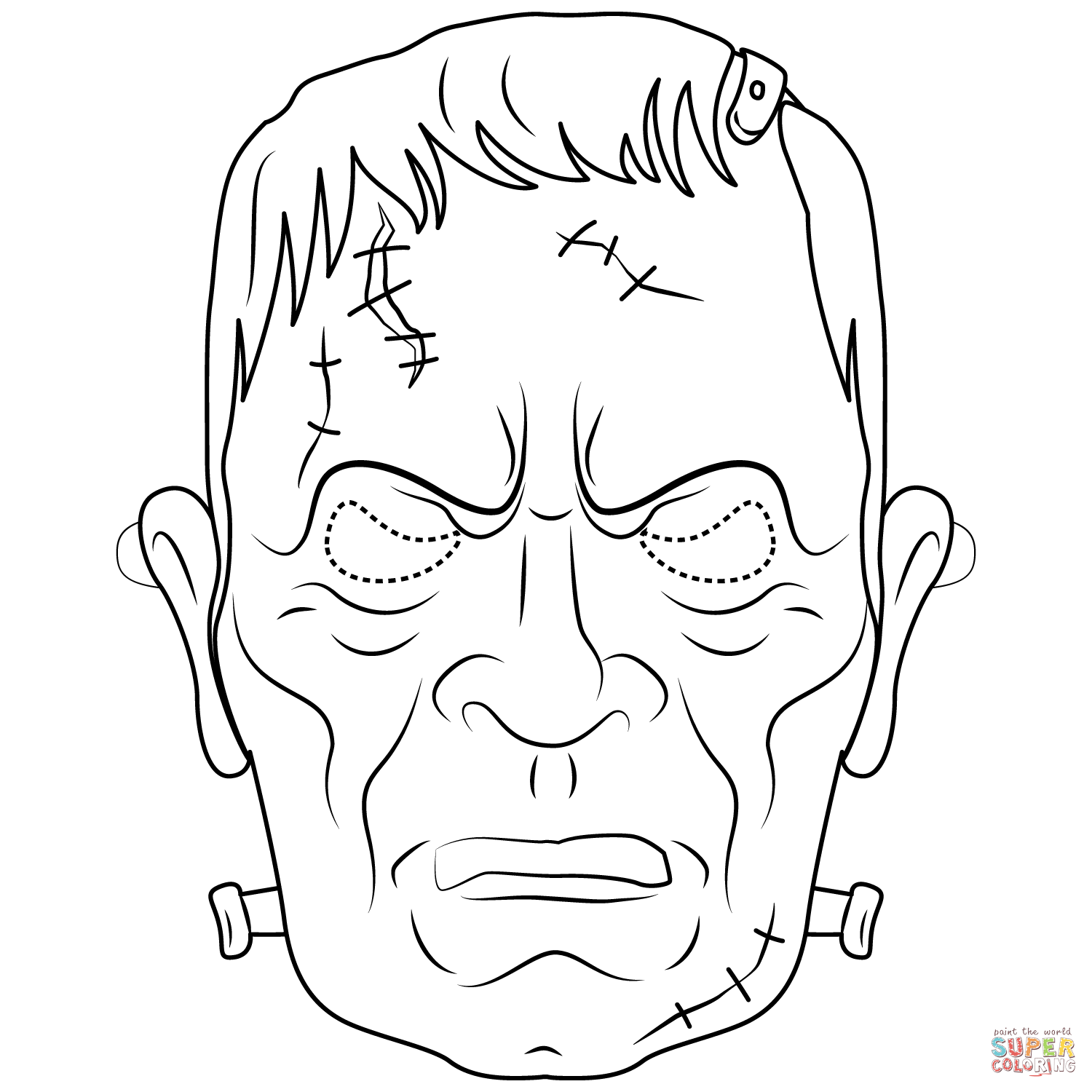 Frankenstein mask coloring page free printable coloring pages