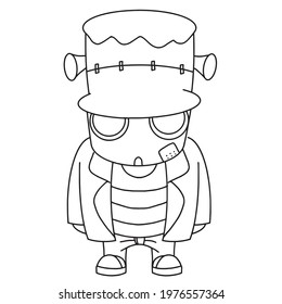 Cute frankenstein halloween coloring page oulinecoloring stock vector royalty free