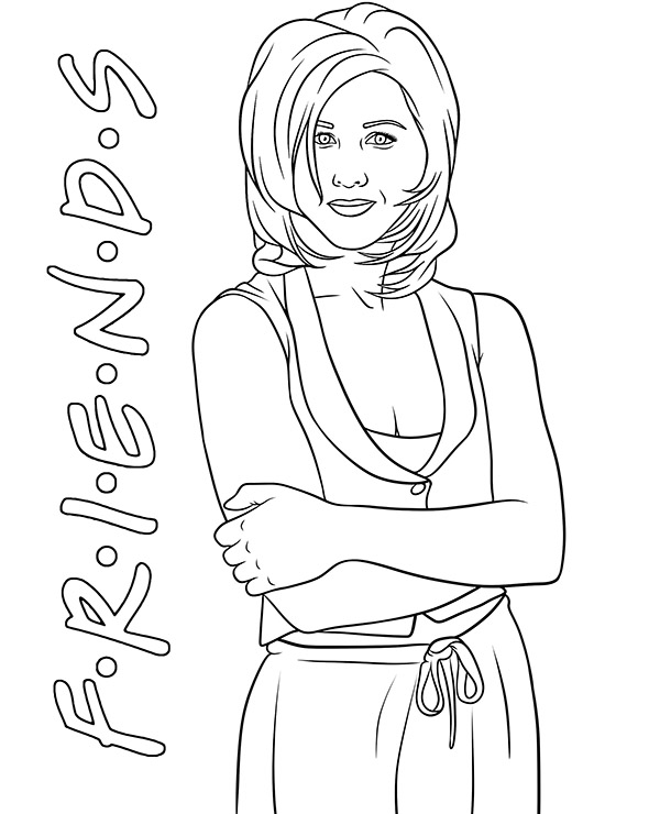 Friends coloring page with rachel green