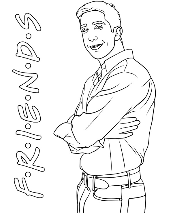 Friends coloring page with ross geller