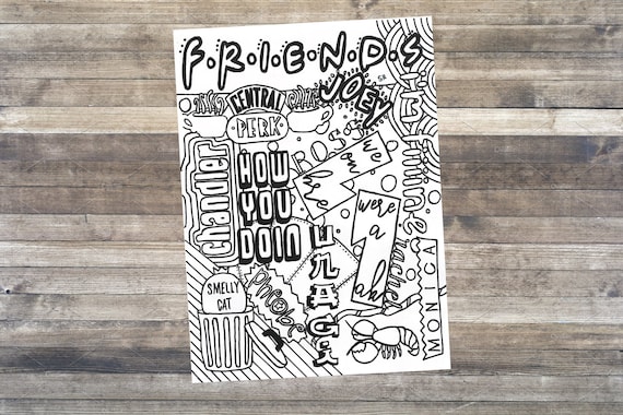 Friends adult coloring sheet instant download