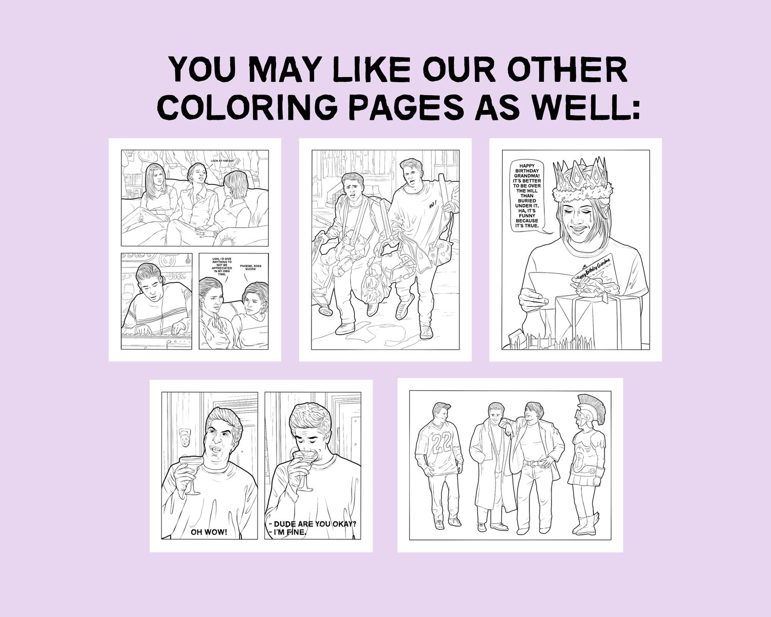 Thanksgiving friends tv show printable coloring page high quality pdf digital download