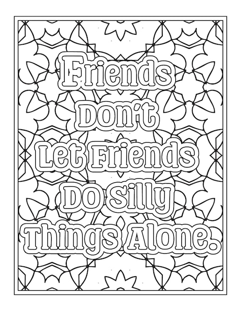 Premium vector best friend quotes coloring pages for kdp coloring pages