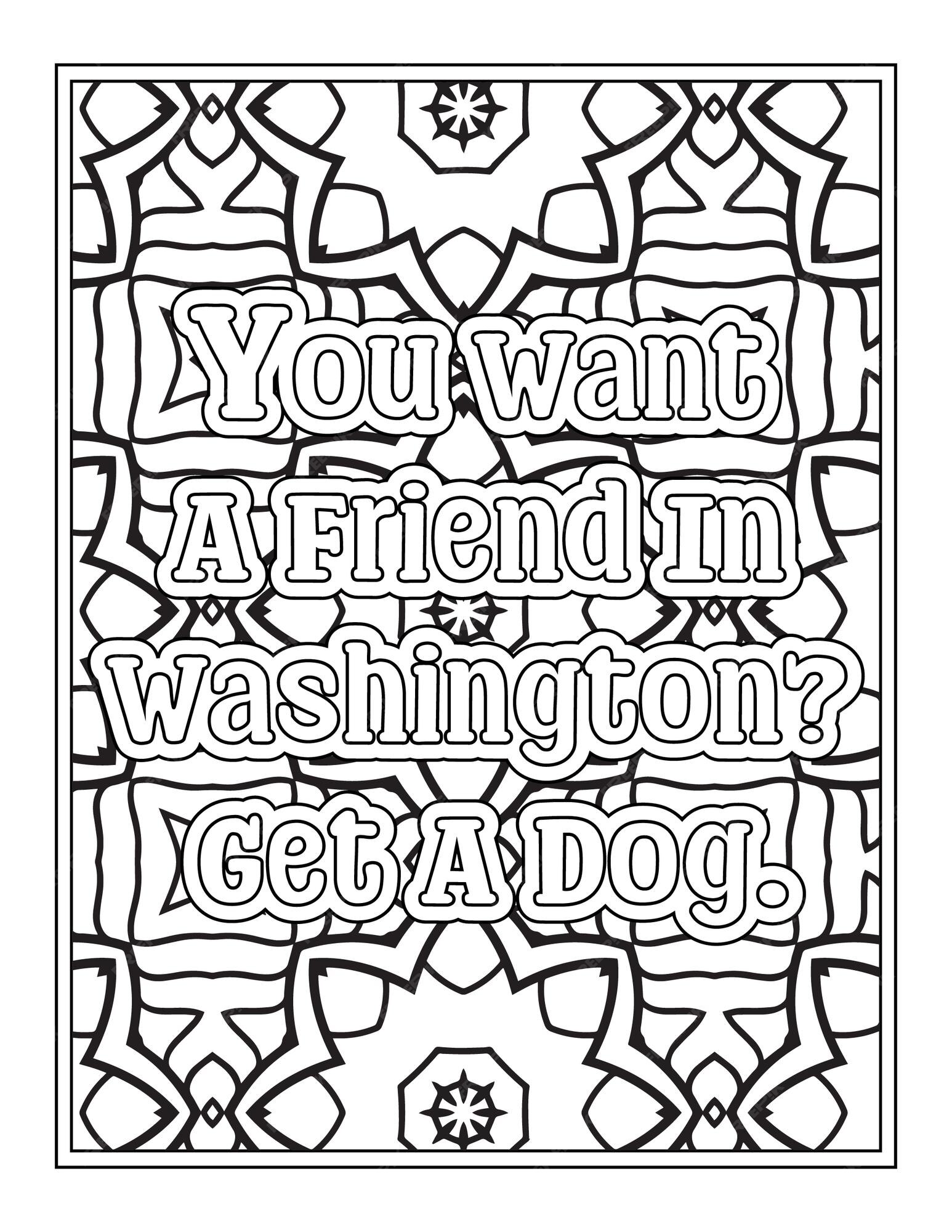 Premium vector dog quotes coloring pages for kdp coloring pages