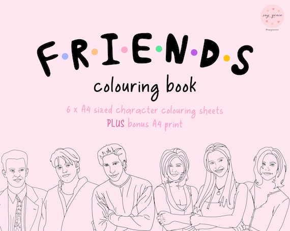 Friends tv show colouring book digital instant download pdf s television show coloring sheet pages download now