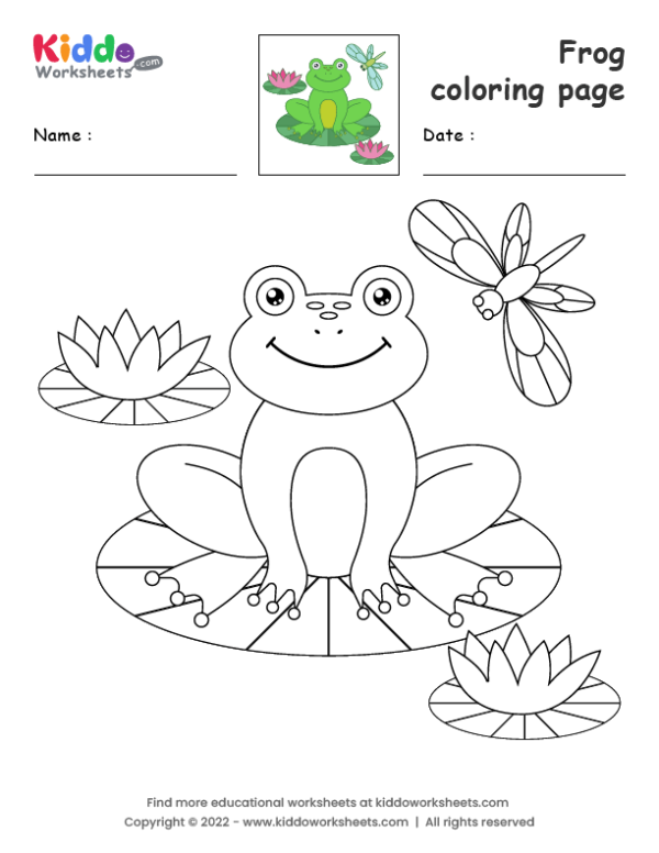 Free printable frog coloring page worksheet