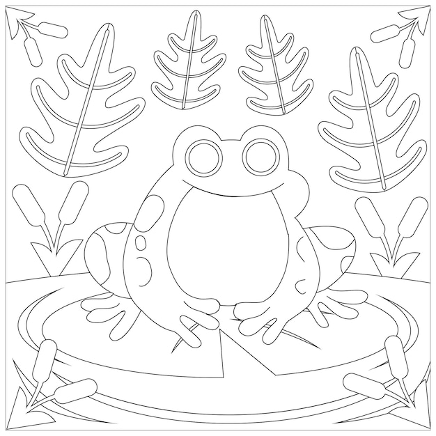 Premium vector frog coloring pages for kids printable premium vector
