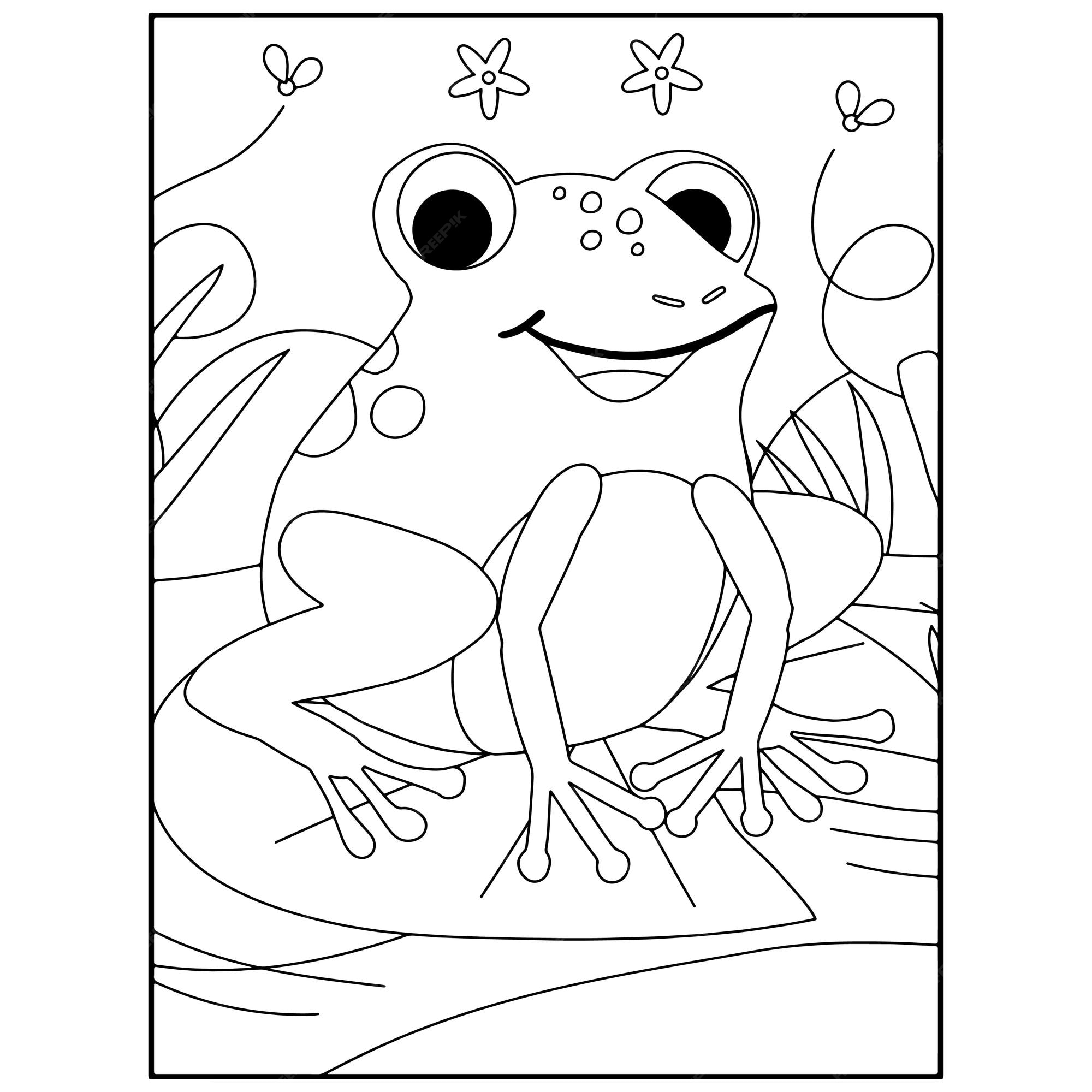Premium vector frog coloring pages for kids