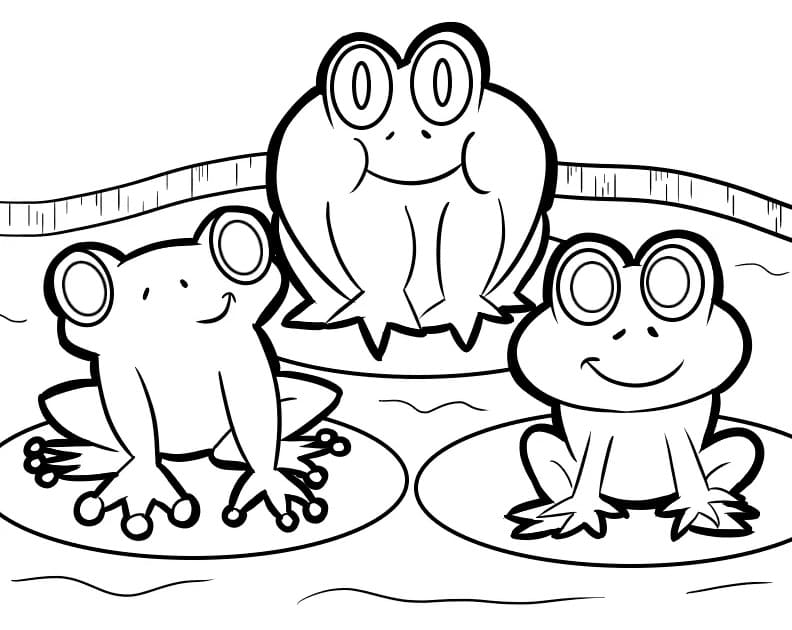 Cute frogs coloring page