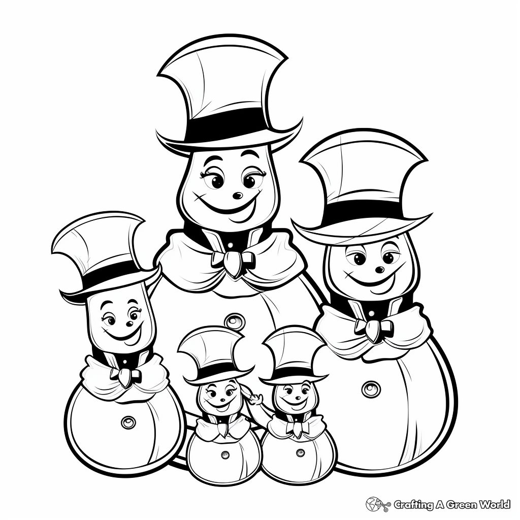 Snowman family coloring pages