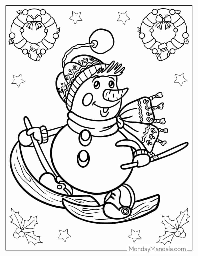 Snowman coloring pages free pdf printables