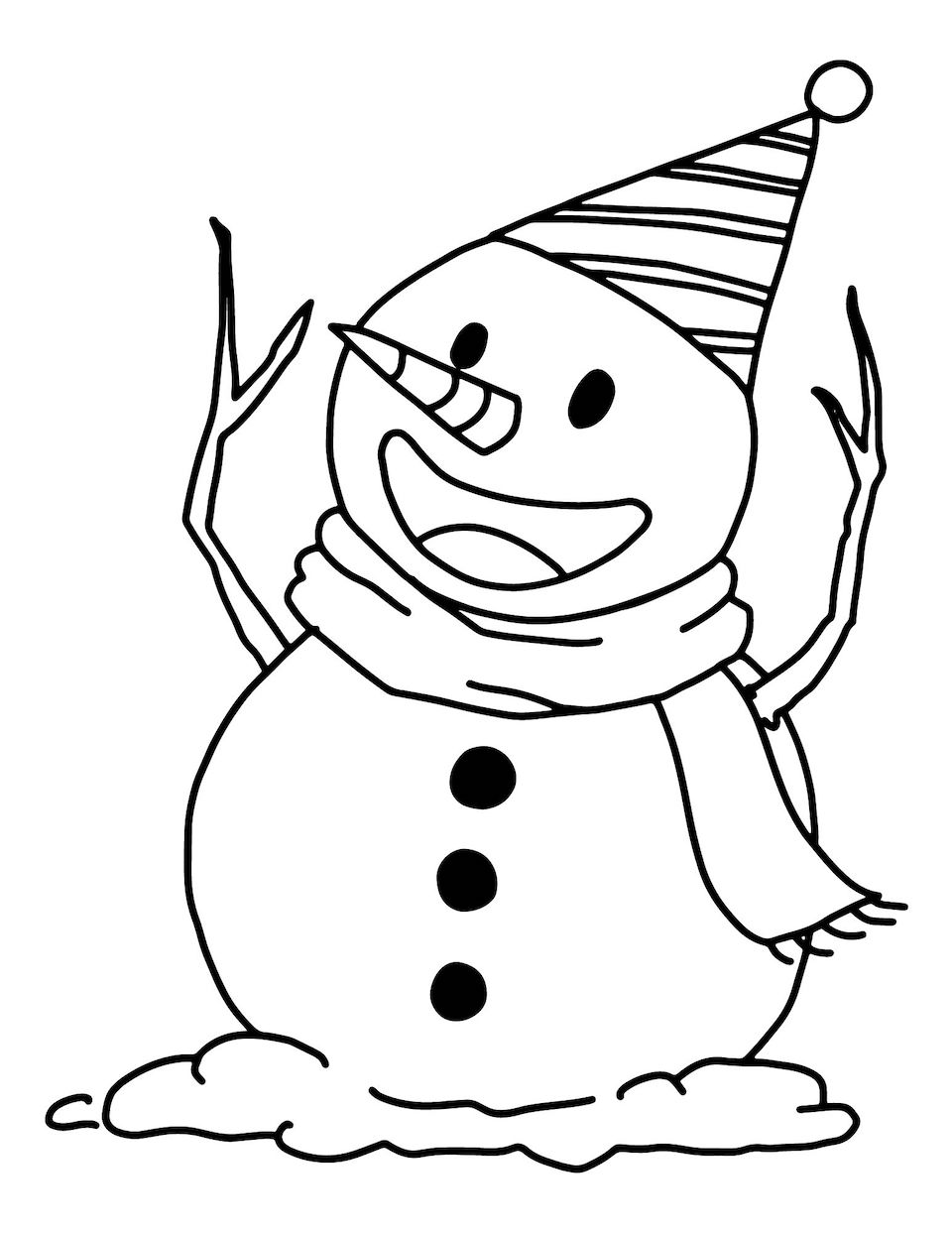 Snowman coloring pages for kids and adults