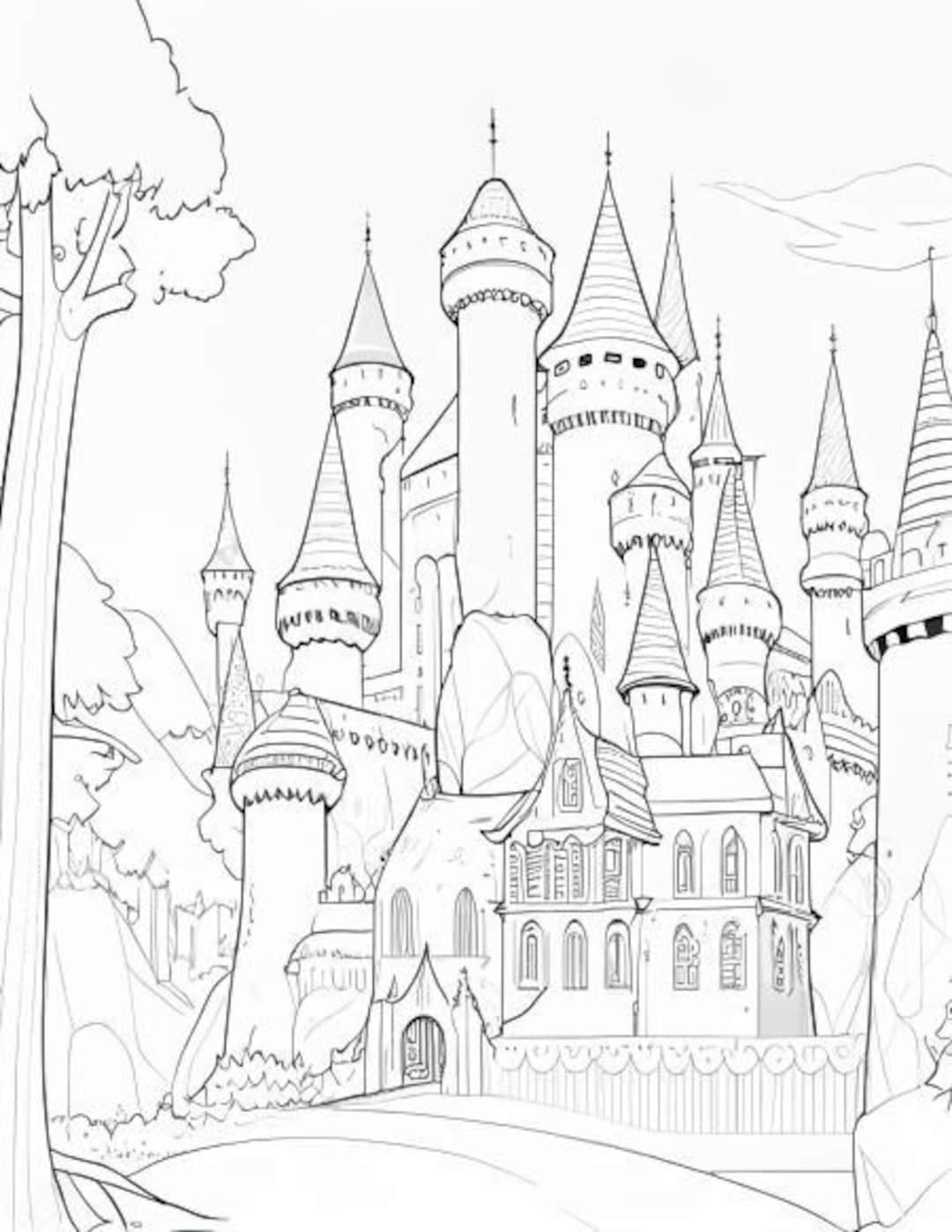 Book princess castle coloring pages princess castle printable for kids and adults digital download not a physical product download now