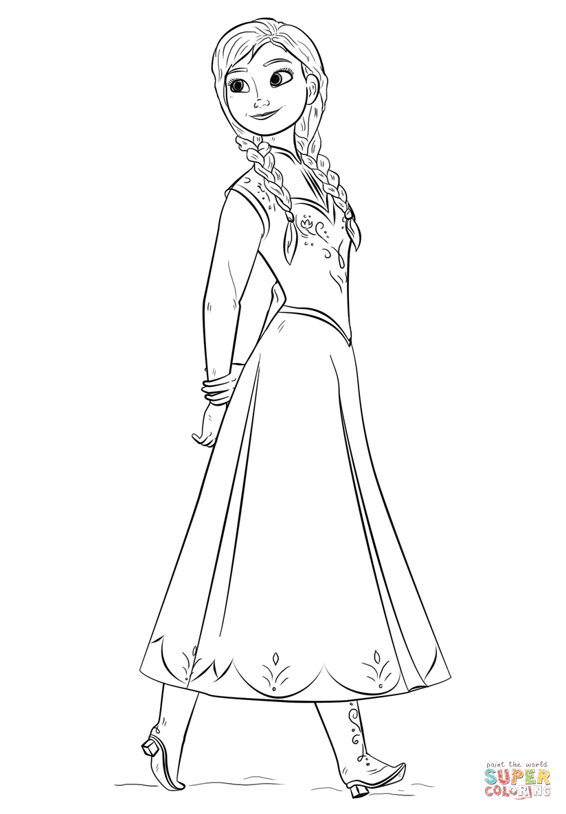 Anna from the frozen movie coloring page free printable coloring pages