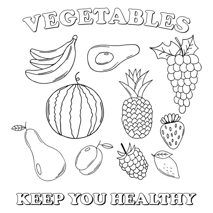 Healthy eating coloring pages printables free food free fruit fruits and vegetables