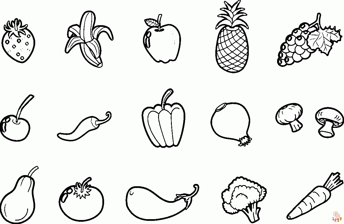 Printable fruit and vegetable coloring pages