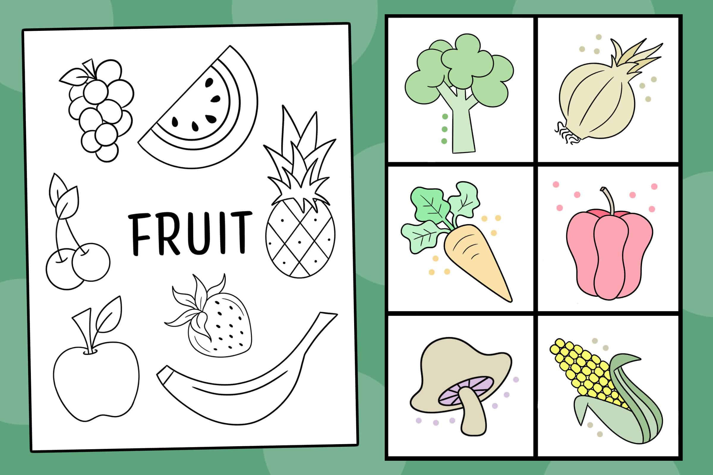 Free vegetable and fruit coloring pages for kids â the hollydog blog