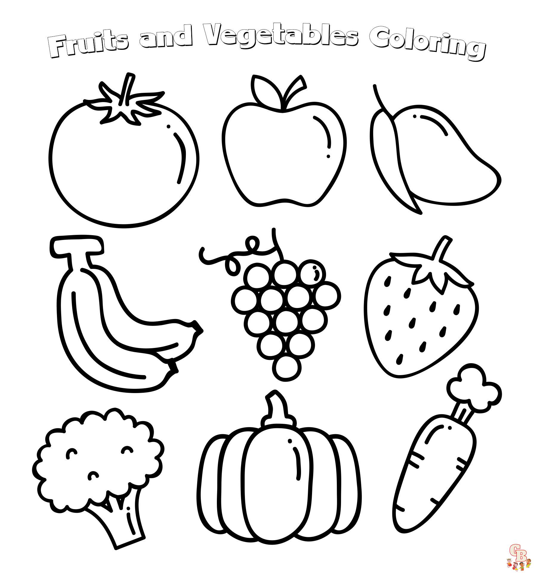 Printable fruit and vegetable coloring pages