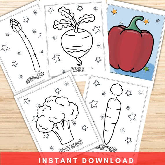 Fruits and vegetables coloring pages printable vegetable activity coloring pages kids coloring sheets instant download