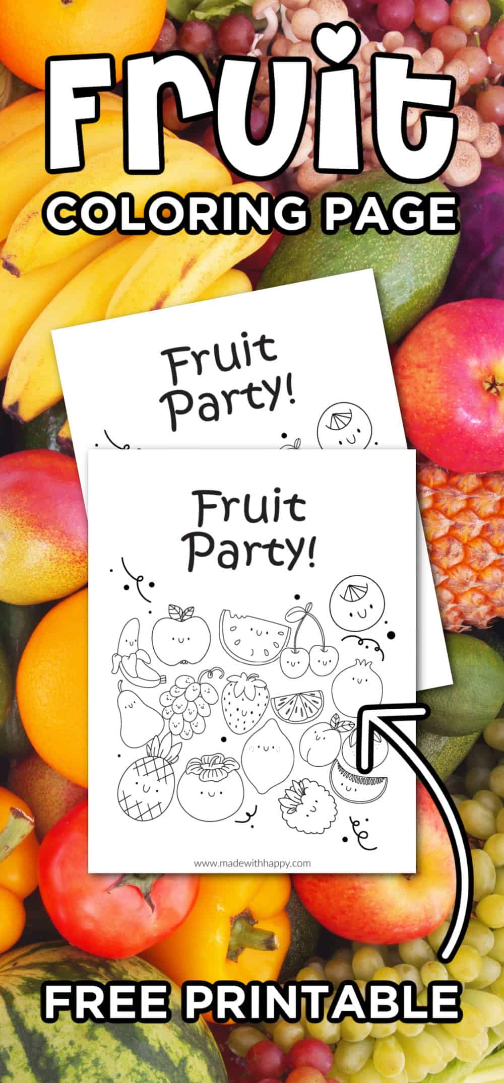 Free fruit coloring page printable for kids