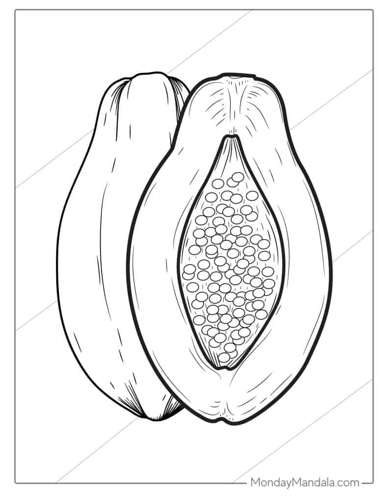 Fruit coloring pages free pdf printables