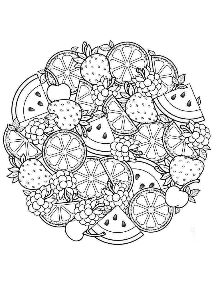 Fruits coloring pages for adults