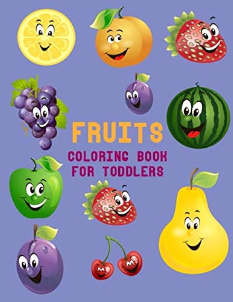 Fruits coloring book for toddlers unique designs pictures printable fruits and vegetables coloring book for stress relieving