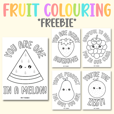 Freebie affirmation fruit colouring pages miss t teachables