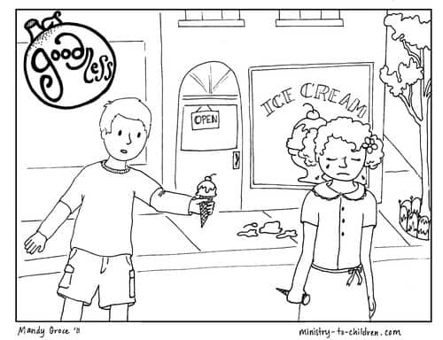 Printable coloring page about goodness for kids