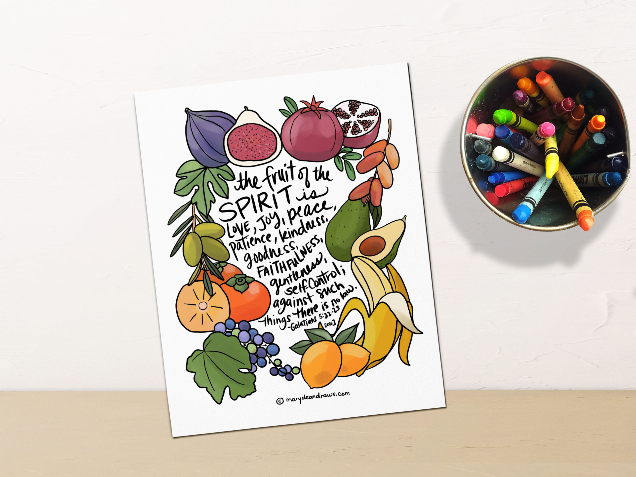 Printable bible verse coloring pages cards fruits of the spirit