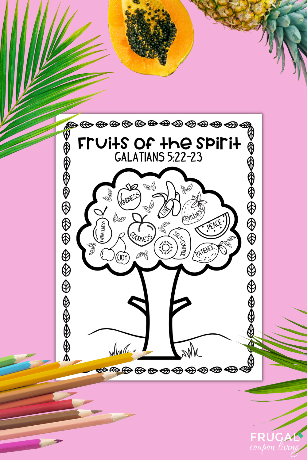 Adorable fruits of the spiriting coloring page for kids â frugal coupon living