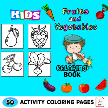 Fruit and vegetable coloring pages printable coloring pages tpt