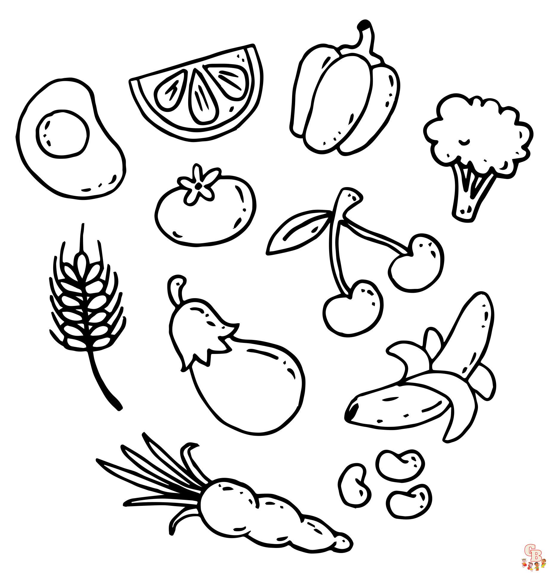 Printable fruit and vegetable coloring pages