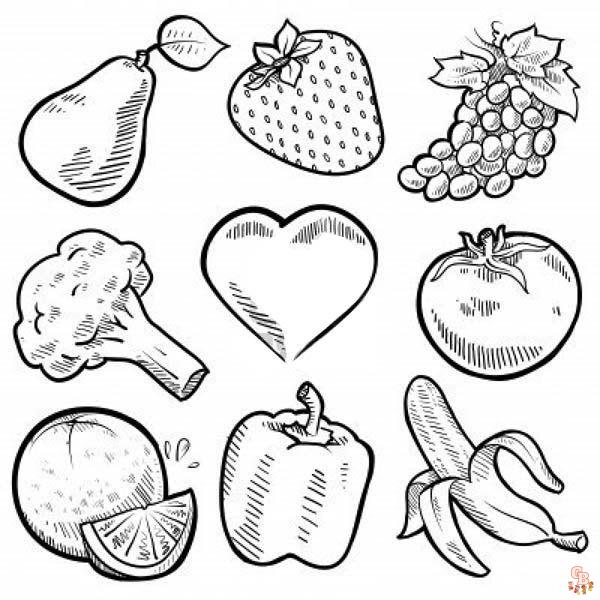 Printable fruit and vegetable coloring pages