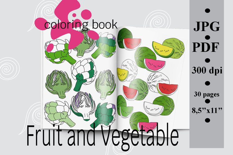 Fruit and vegetable coloring book printable coloring pages