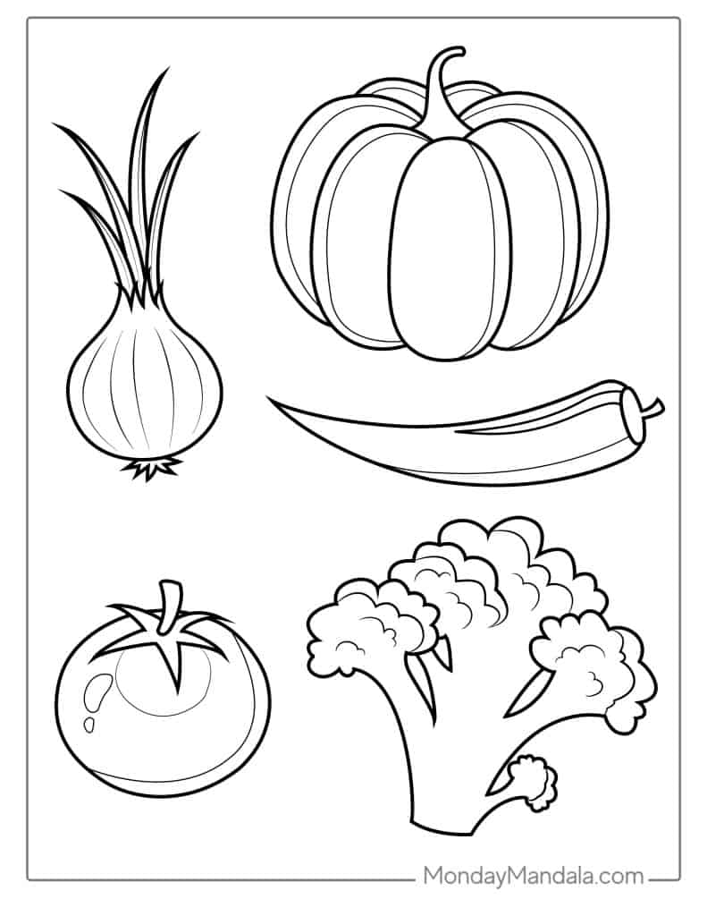 Vegetable coloring pages free pdf printables