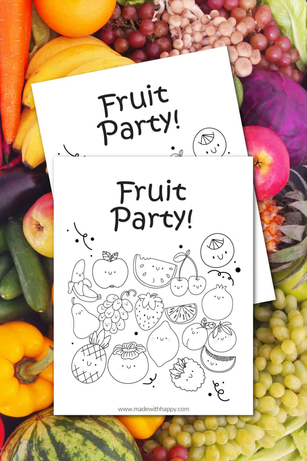 Free fruit coloring page printable for kids