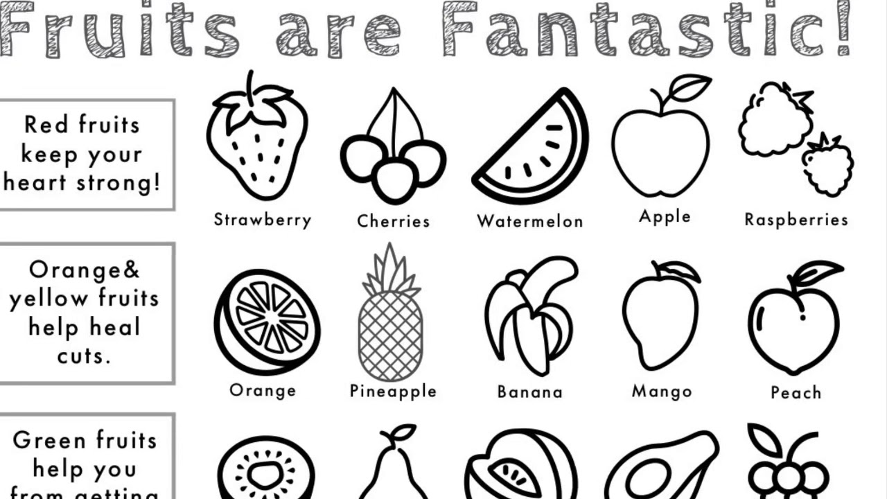 Fruit veggie coloring pages â daily dietitian