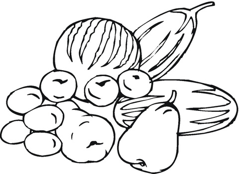 Fruits and vegetables coloring page free printable coloring pages