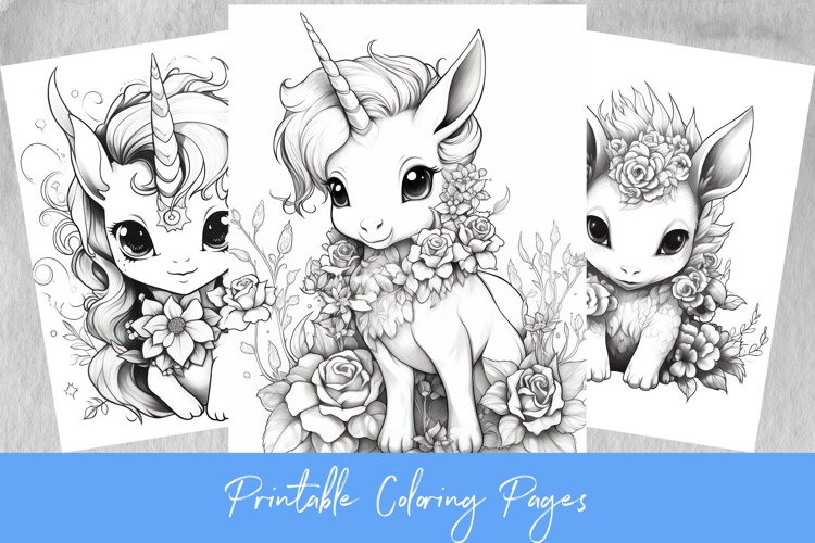 Baby flower unicorn coloring page