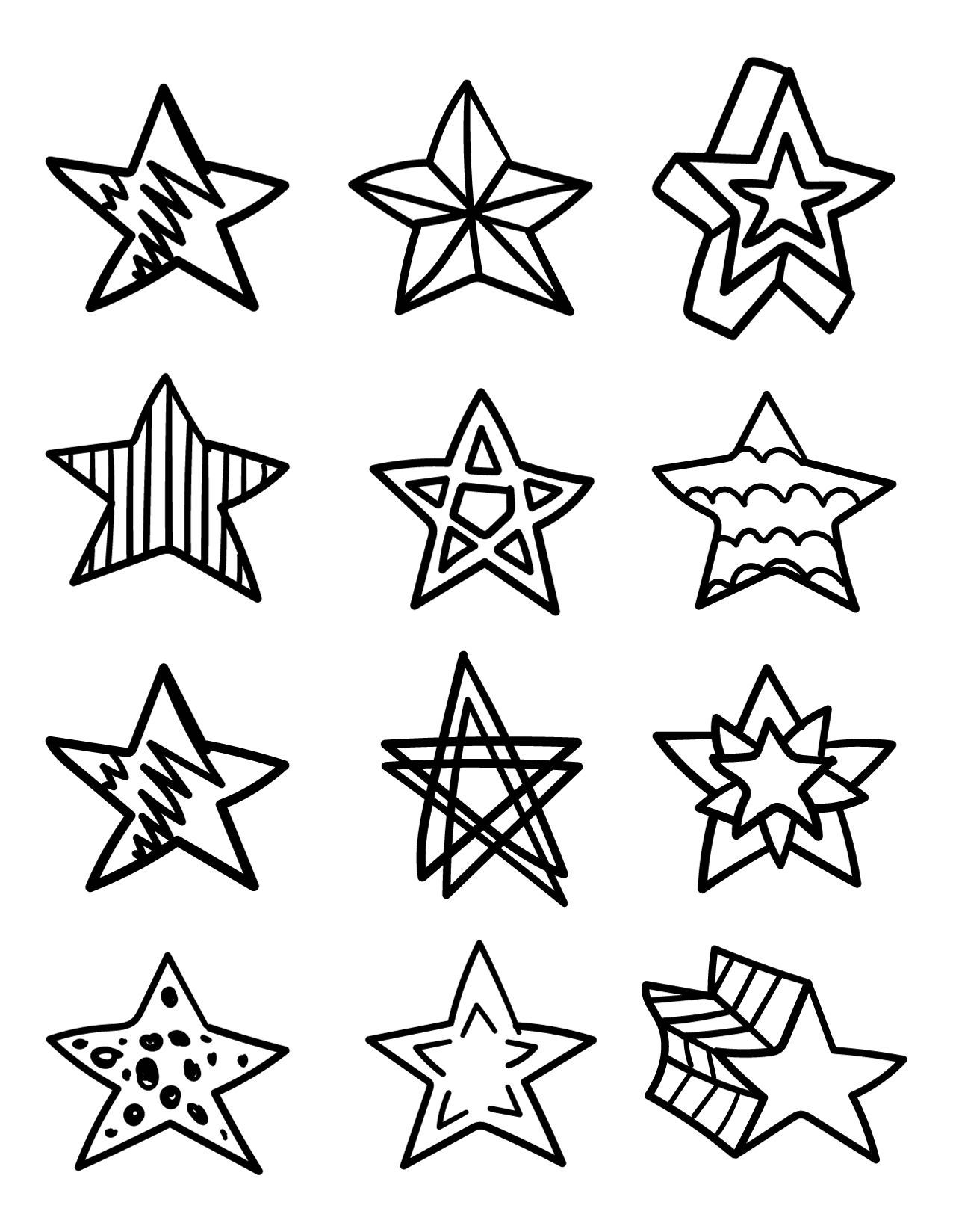 Twinkling star coloring pages for kids and adults