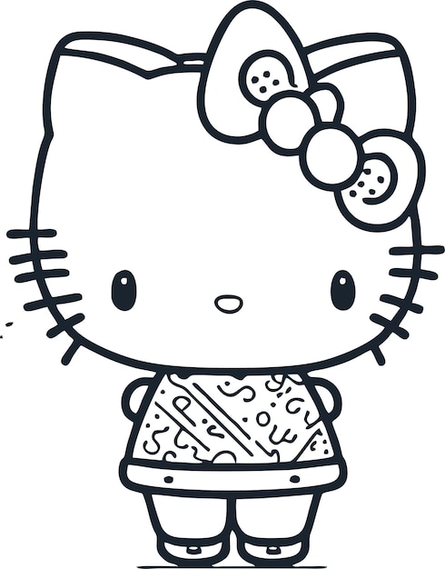 Premium vector cute simple hello kitty line art