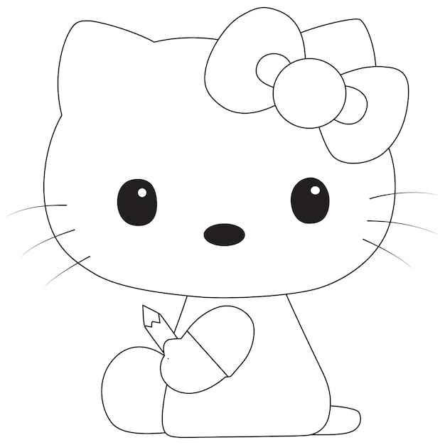 Premium vector hello kitty line art vector