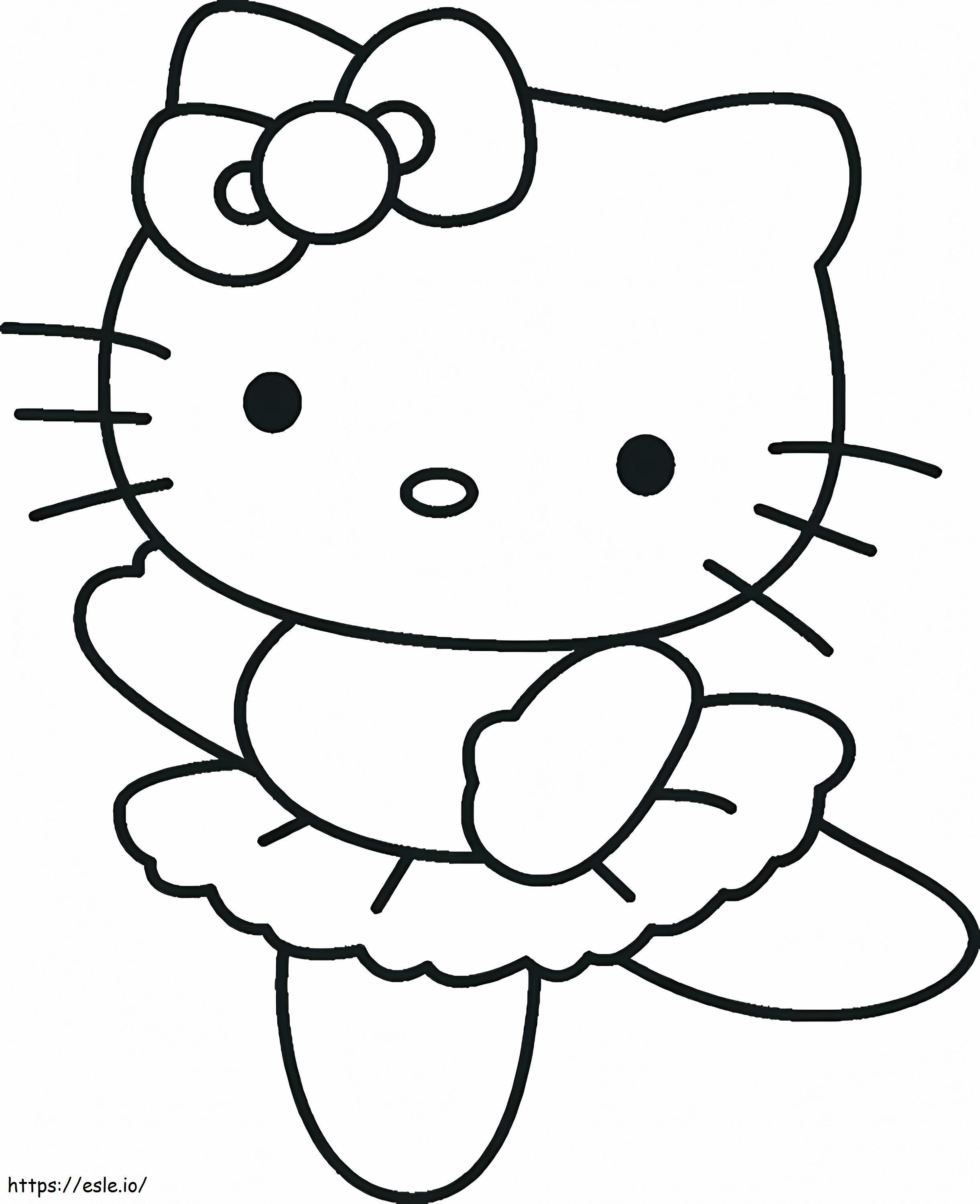 Tulostettava hello kitty tulosta balettitanssija lapsille ilmainen vãrityskuva